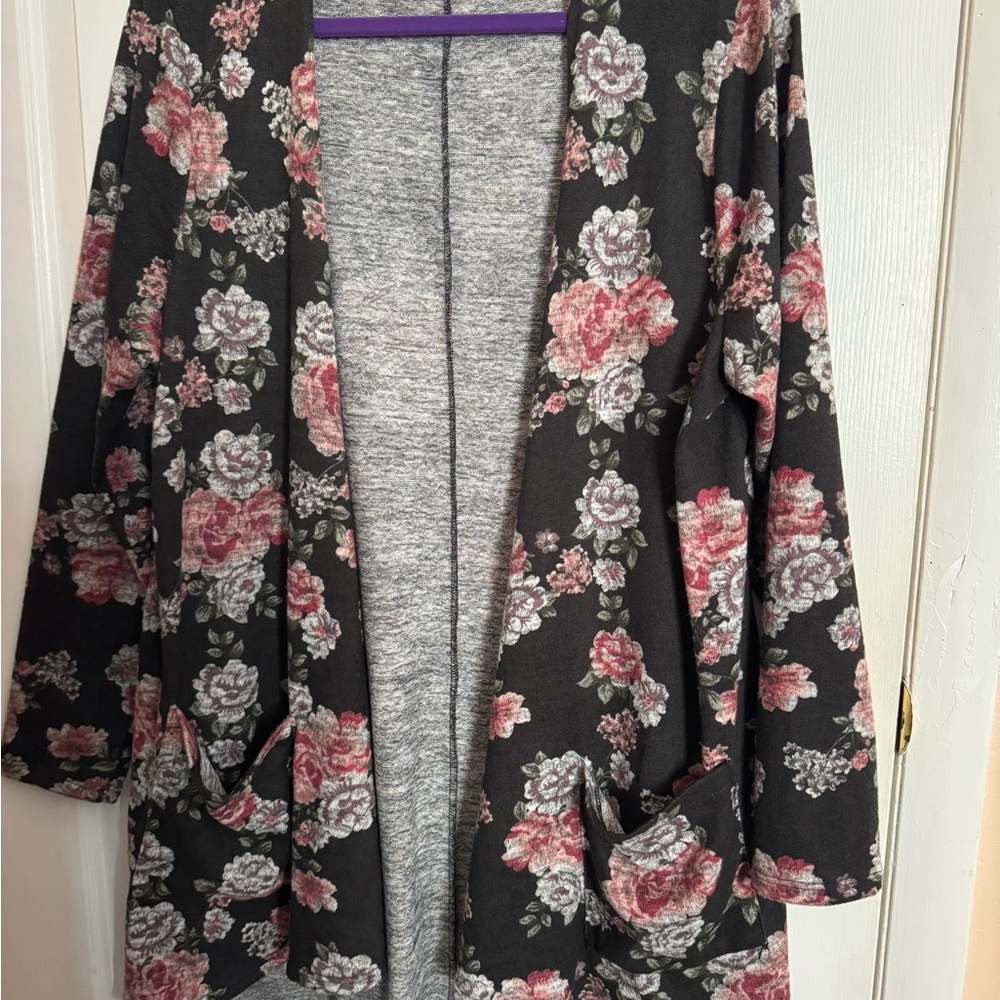 Absolutely Famous Black and Pink Floral Cardigan